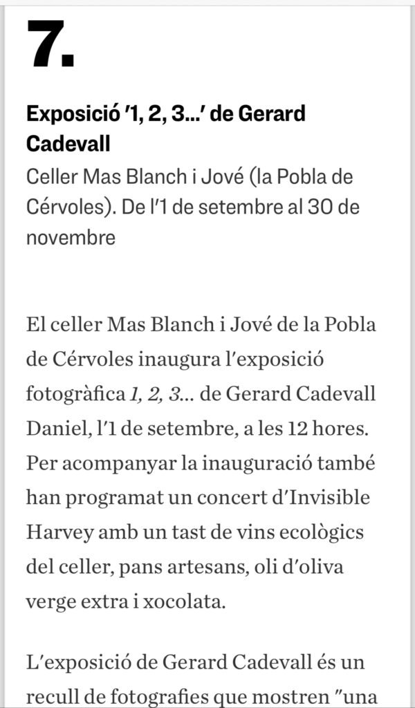 El diari ARA es fa ressò de l'exposició de fotos fine art de Gerard Cadevall Daniel a Lleida en la seva secció de cultura